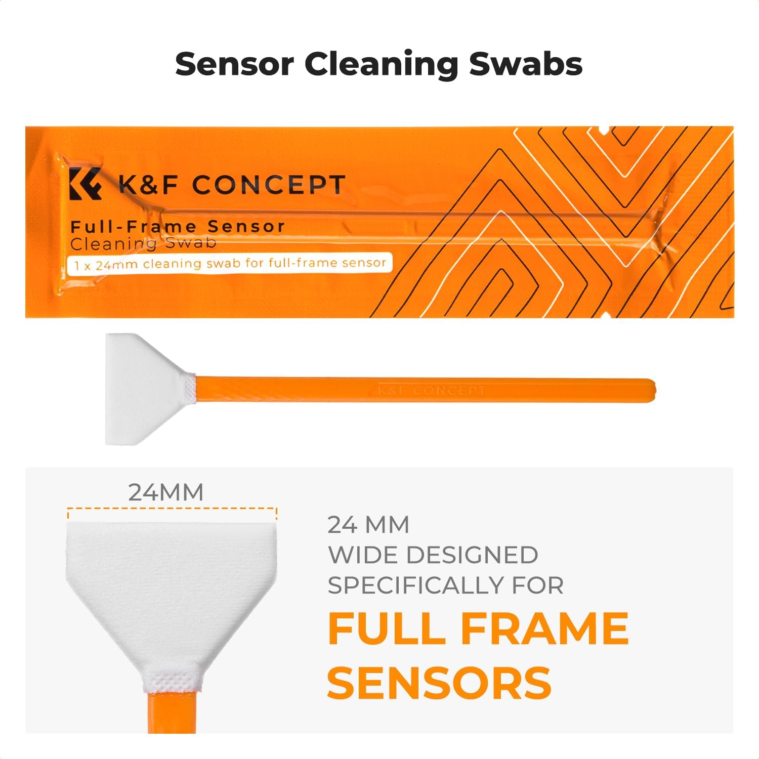 K&F Concept 25-1 Professional Camera Cleaning Kit with Full Frame Sensor Cleaning Swabs/60ML & 20ML Lens Cleaner/Cleaning Wipes/Camera Blower/Lens Pen Brush/Microfiber Cloths/Carrying Case - Image 6