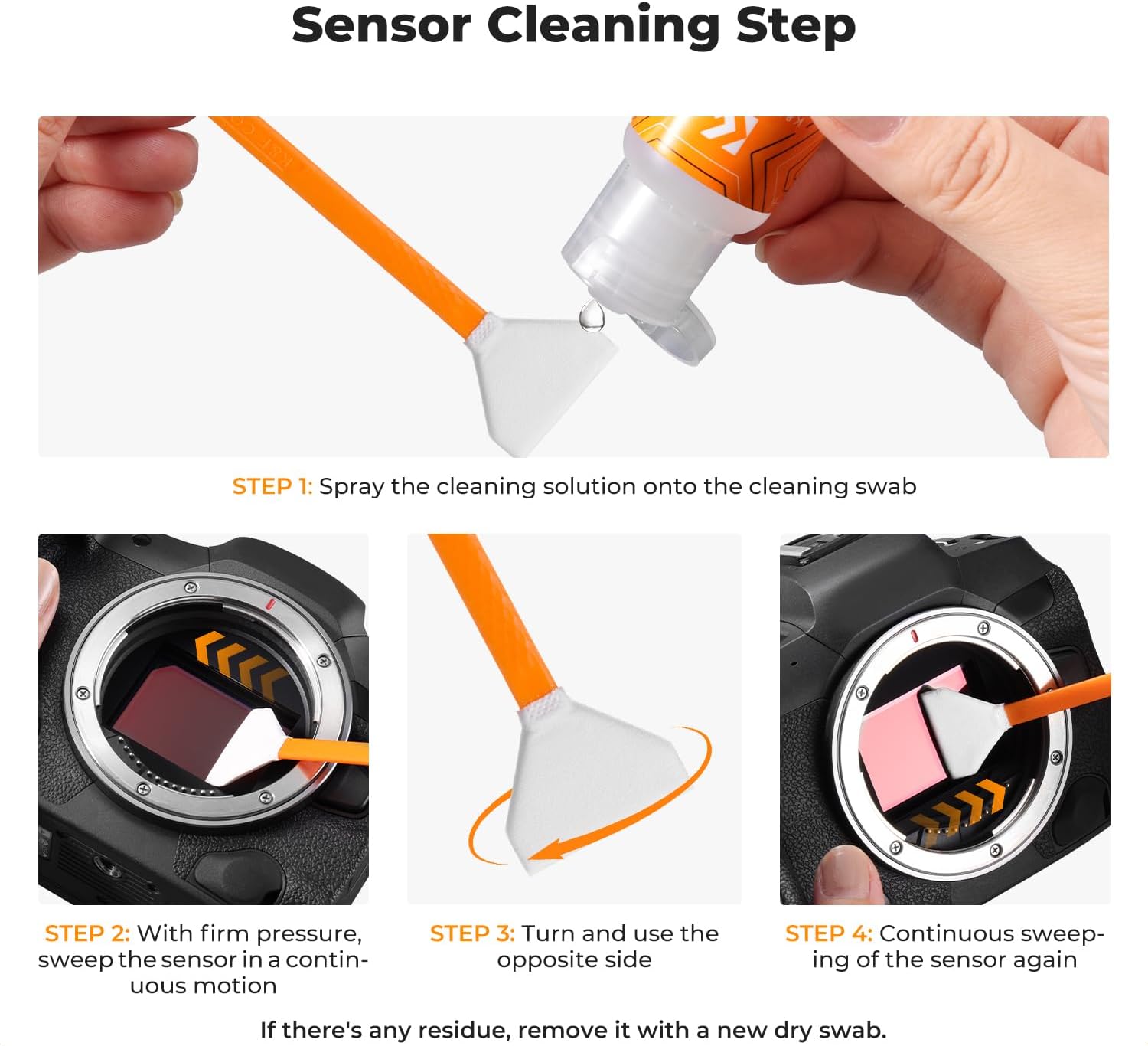 K&F Concept 25-1 Professional Camera Cleaning Kit with Full Frame Sensor Cleaning Swabs/60ML & 20ML Lens Cleaner/Cleaning Wipes/Camera Blower/Lens Pen Brush/Microfiber Cloths/Carrying Case - Image 7