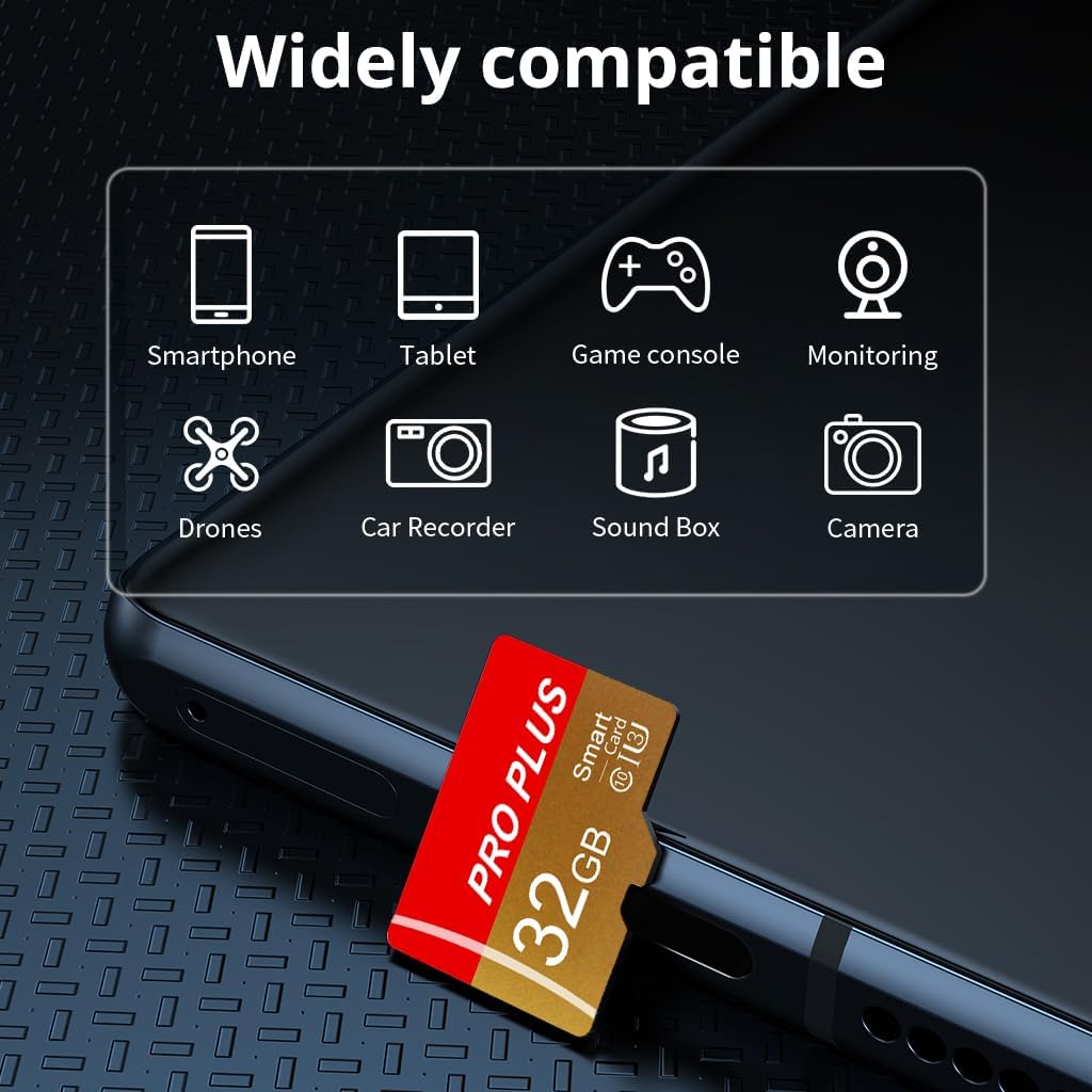 2 Pack TF Card 32GB with Adapter, High Speed Memory Card, UHS-I C10 A1 Memory TF Card for Tablet/Mobile Phone/Camera/Car Audio/Game Console (TF162 Red Gold 32GB) - Image 2