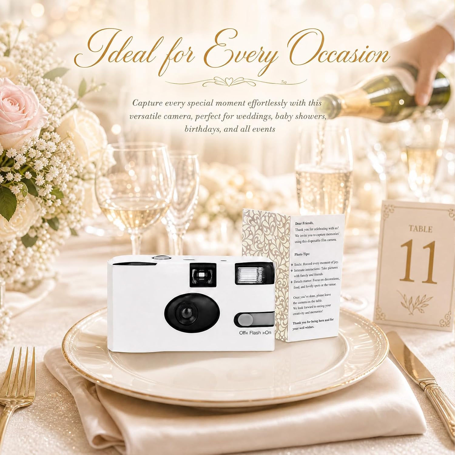 12 Pack Disposable Cameras Bulk for Wedding with Upgraded 35mm Film, White Single-Use Disposable Camera with Flash, ISO 400 17 Exposures for Outdoor Travel Gathering Anniversary Birthday - Image 2