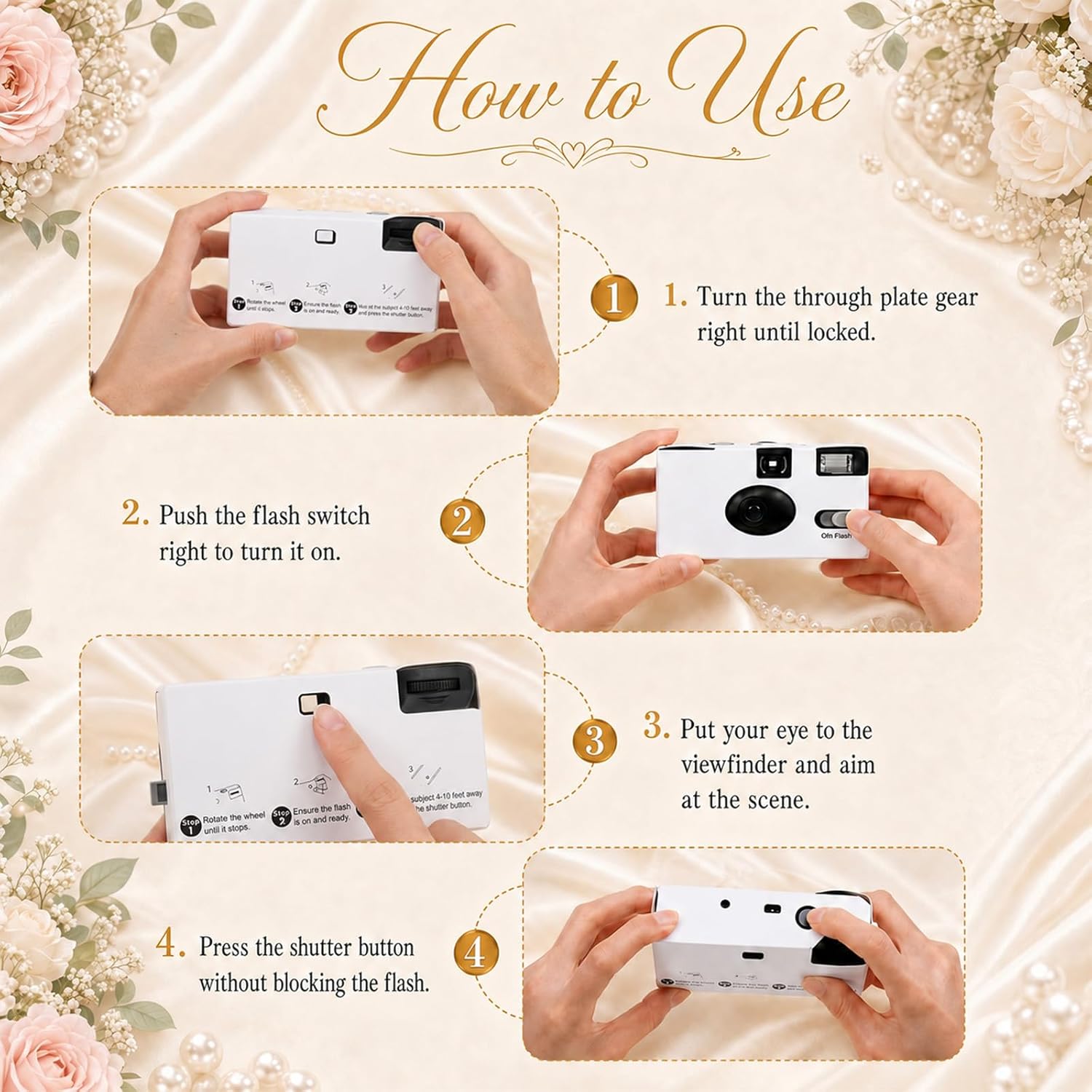 12 Pack Disposable Cameras Bulk for Wedding with Upgraded 35mm Film, White Single-Use Disposable Camera with Flash, ISO 400 17 Exposures for Outdoor Travel Gathering Anniversary Birthday - Image 4