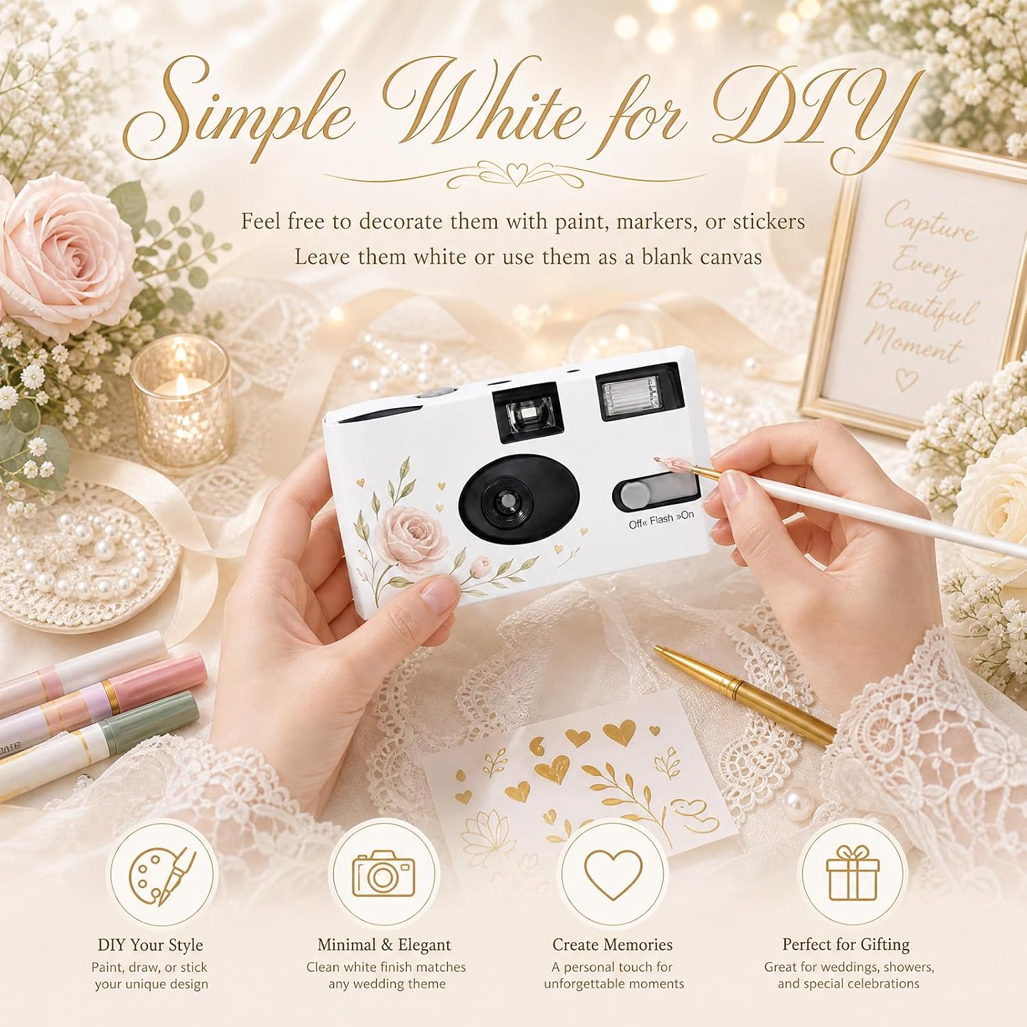 12 Pack Disposable Cameras Bulk for Wedding with Upgraded 35mm Film, White Single-Use Disposable Camera with Flash, ISO 400 17 Exposures for Outdoor Travel Gathering Anniversary Birthday - Image 7